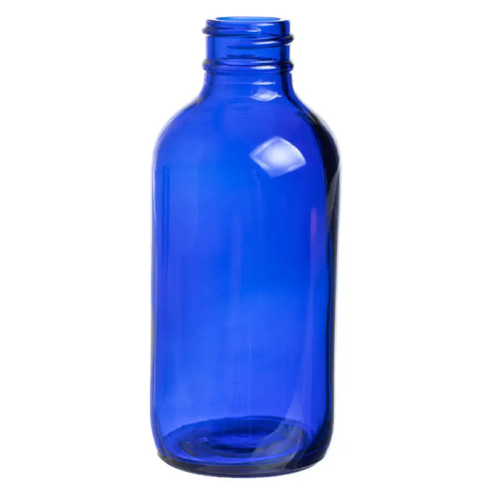 4 oz. Blue Glass Boston Round Bottle (24-400 Neck Size)