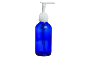 4 Oz. Blue Glass Bottle With Pump White
