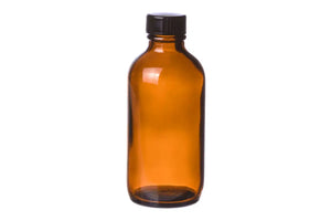 8 oz. Amber Glass Bottle with Black Cap