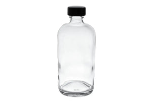 8 oz. Clear Glass Bottle with Black Cap