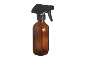 8 oz. Amber Glass Bottle with Black Trigger Sprayer