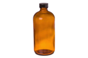16 oz. Amber Glass Bottle with Black Cap