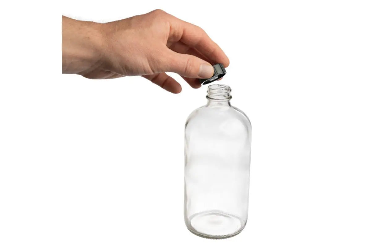 16 oz Clear Glass Boston Round Bottles (Cap Not Included) - 12/Case, Clear Type III 28-400