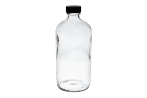 16 oz. Clear Glass Bottle with Black Cap