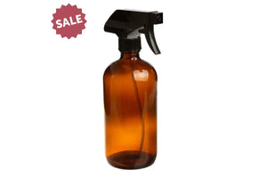 16 oz. Amber Glass Bottle with Black Trigger Sprayer