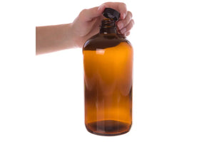 32 Oz. Amber Glass Bottle With Black Cap
