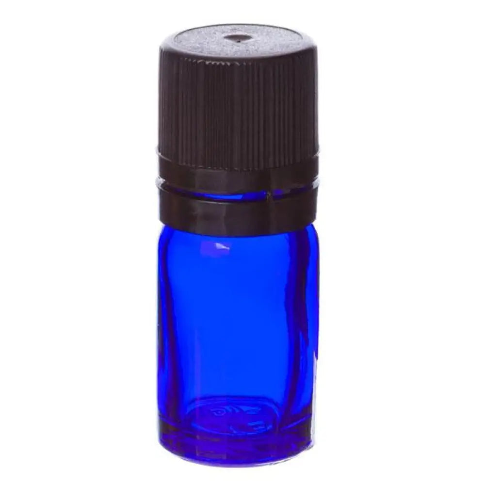 5 ml Blue Glass Vials and Black Euro-style Caps with Orifice Reducers (Pack of 6)