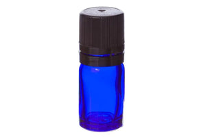 5 ml Blue Glass Vials and Black Euro-style Caps with Orifice Reducers (Pack of 6)