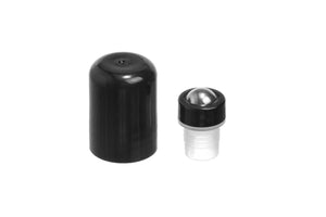 Black-Rimmed Stainless Steel Rollers with Lids for Standard Essential Oil Vials (Pack of 6)