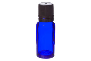 15 ml Blue Glass Vials and Black Euro-style Caps with Orifice Reducers (Pack of 6)