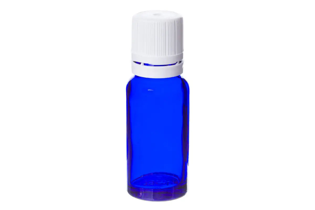 1/2 oz, 15 ml Cobalt Blue Boston Round Glass Bottles w/Caps - True