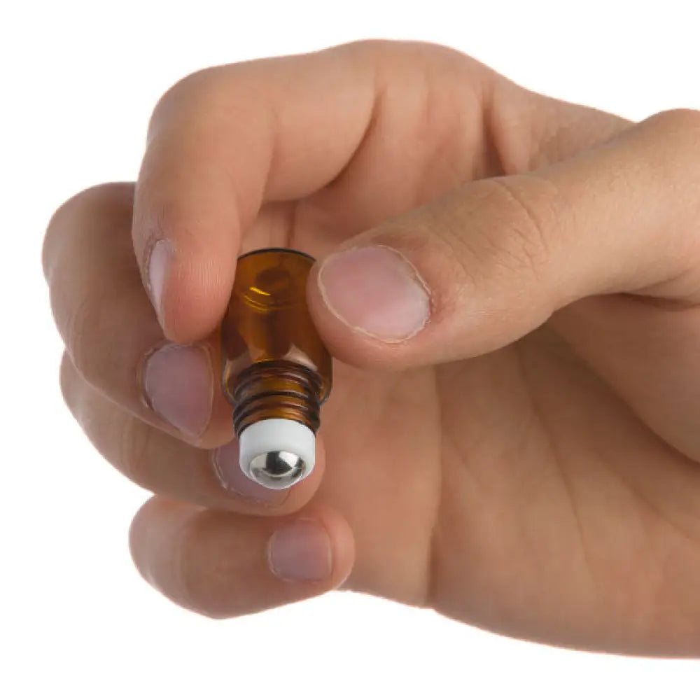 2 Ml Amber Glass Vials With Metal Roll-Ons And Black Caps (Pack Of 12)