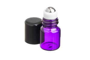 1 ml Purple Glass Vials with Metal Roll-ons and Black Caps (Pack of 12)
