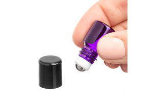 1 Ml Purple Glass Vials With Metal Roll-Ons And Black Caps (Pack Of 12)