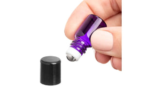 2 Ml Purple Glass Vials With Metal Roll-Ons And Black Caps (Pack Of 144)