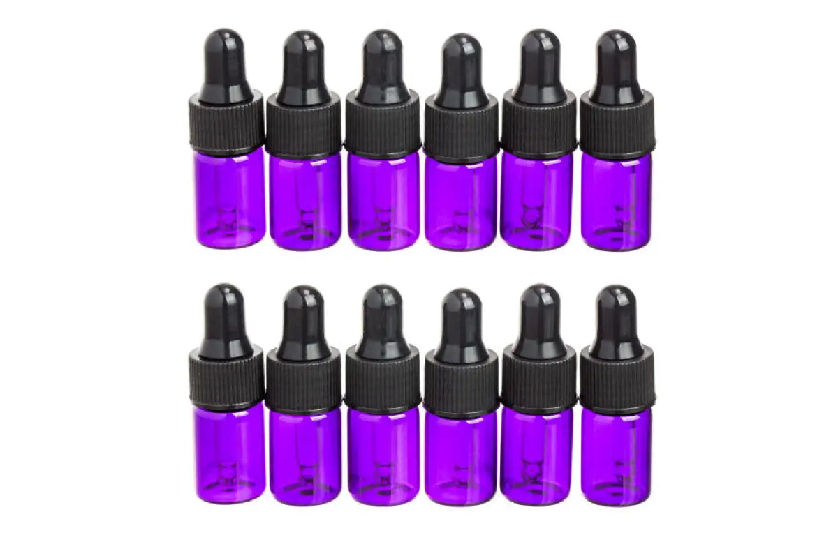 2 Ml Purple Glass Vials With Dropper Caps (Pack Of 12)