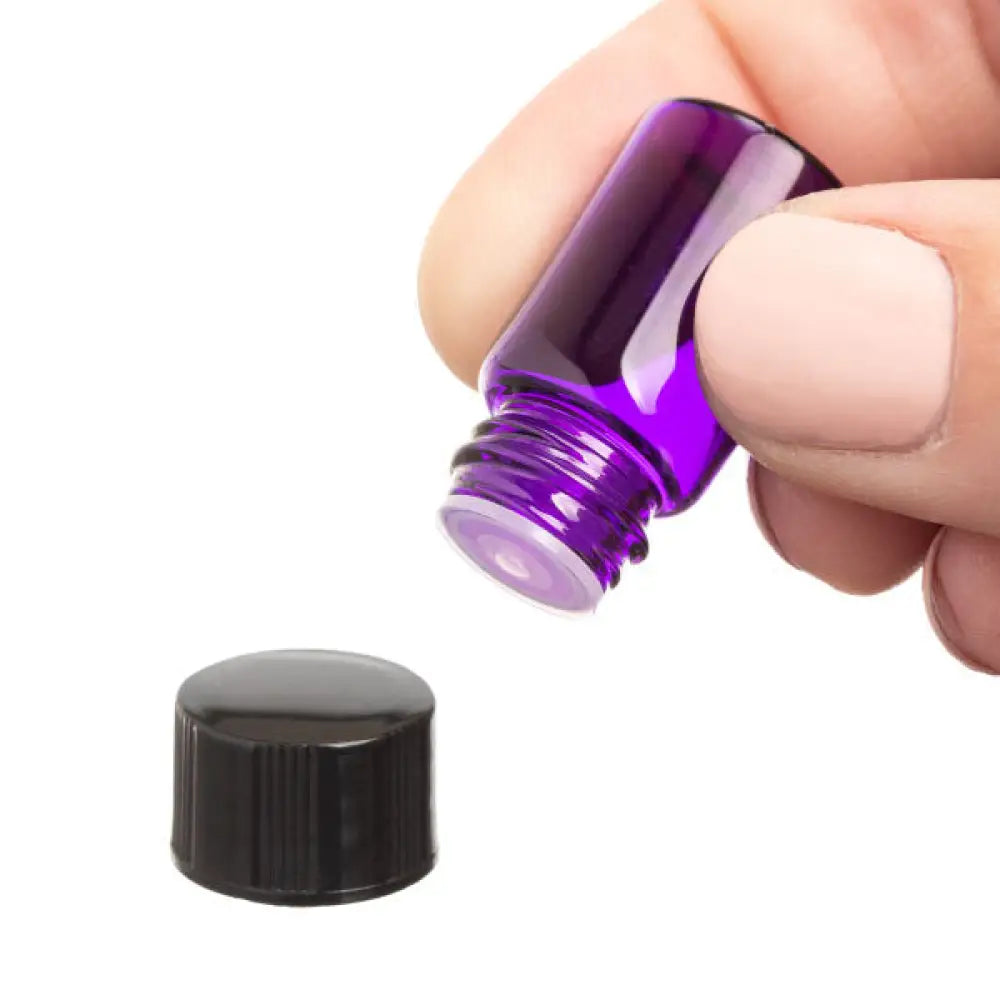2 Ml Purple Glass Vials Orifice Reducers And Black Caps (Pack Of 12)