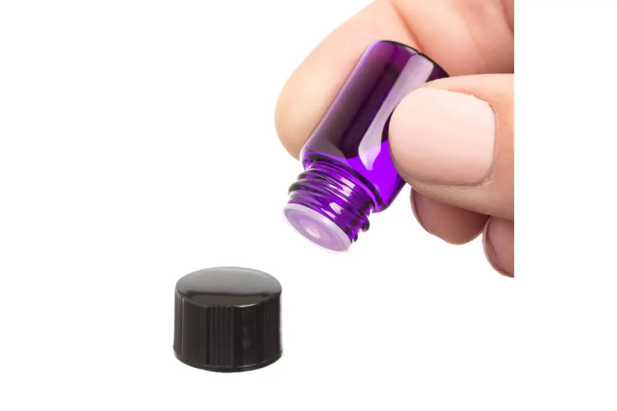 2 ml Purple Glass Vials Orifice Reducers and Black Caps (Pack of 12)