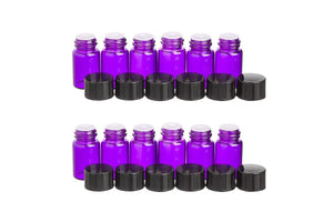 2 Ml Purple Glass Vials Orifice Reducers And Black Caps (Pack Of 12)