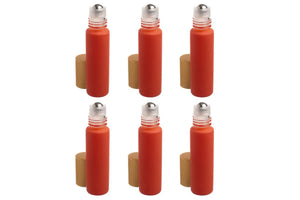 1/3 Oz. Matte Coral Glass Bottles With Metal Roll-Ons And Gold Caps (Pack Of 6)