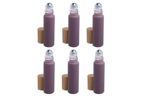 1/3 Oz. Matte Lavender Glass Bottles With Metal Roll-Ons And Gold Caps (Pack Of 6)