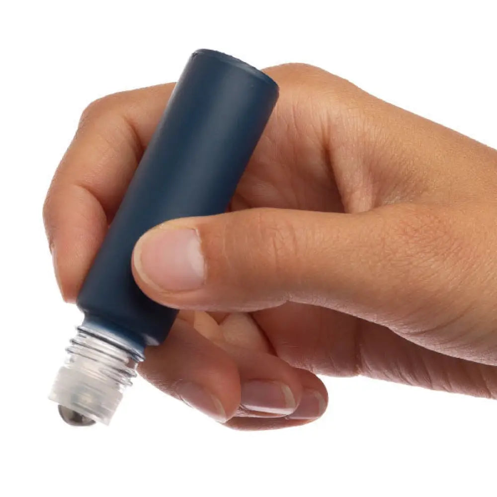 1/3 Oz. Matte Navy Glass Bottles With Metal Roll-Ons And Gold Caps (Pack Of 6)