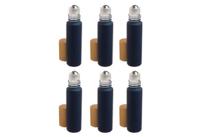 1/3 Oz. Matte Navy Glass Bottles With Metal Roll-Ons And Gold Caps (Pack Of 6)