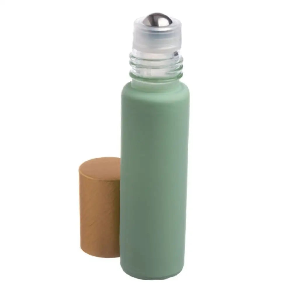 1/3 oz. Matte Aqua Glass Bottles with Metal Roll-ons and Gold Caps (Pack of 6)