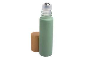 1/3 oz. Matte Aqua Glass Bottles with Metal Roll-ons and Gold Caps (Pack of 6)