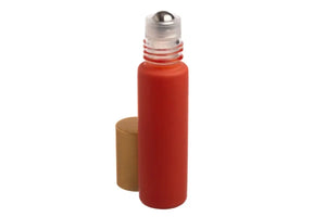 1/3 oz. Matte Coral Glass Bottles with Metal Roll-ons and Gold Caps (Pack of 6)