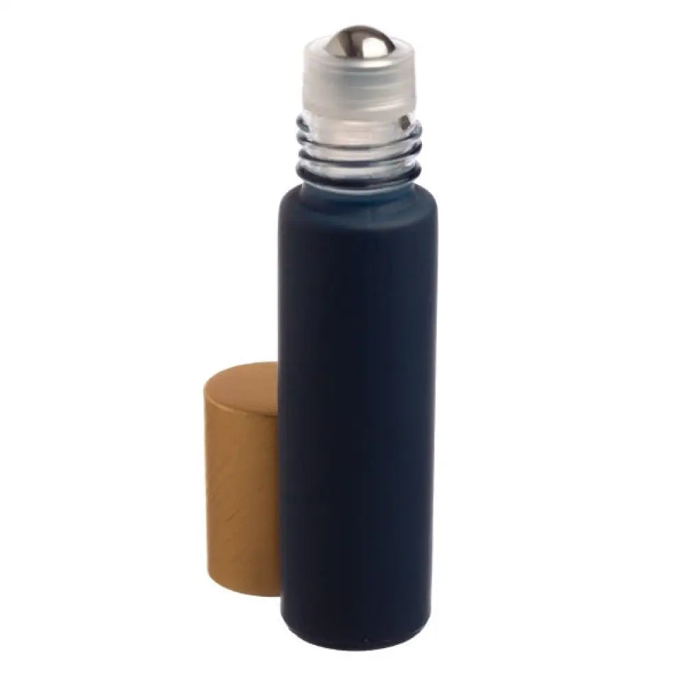 1/3 oz. Matte Navy Glass Bottles with Metal Roll-ons and Gold Caps (Pack of 6)