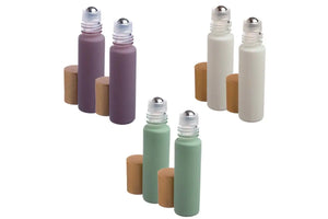1/3 oz. Watercolor Matte Collection Glass Bottles with Metal Roll-ons and Gold Caps (Pack of 6)