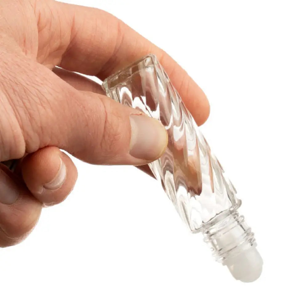 1/3 Oz. Clear Swirled Glass Roll-On Vials With Assorted Neutral Caps (Pack Of 6)