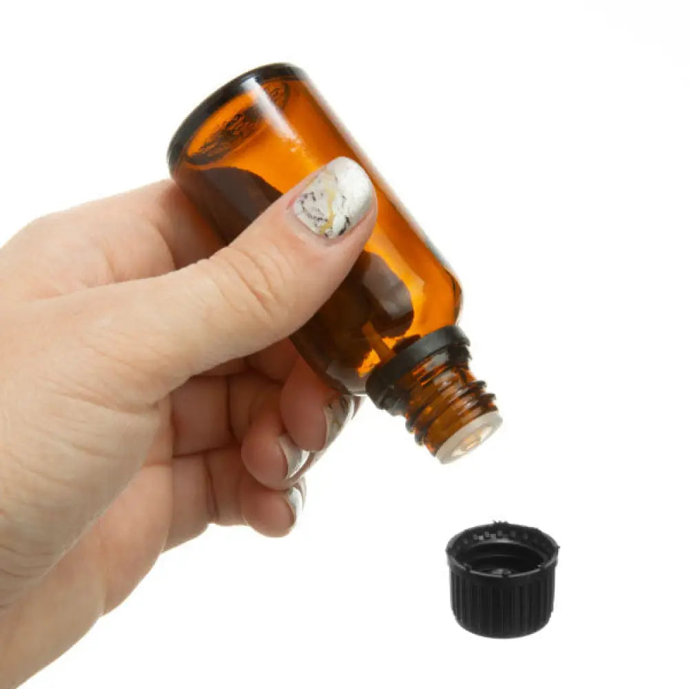 30 ml Amber Glass Vials and Black Euro-style Caps with Orifice Reducers (Pack of 6)