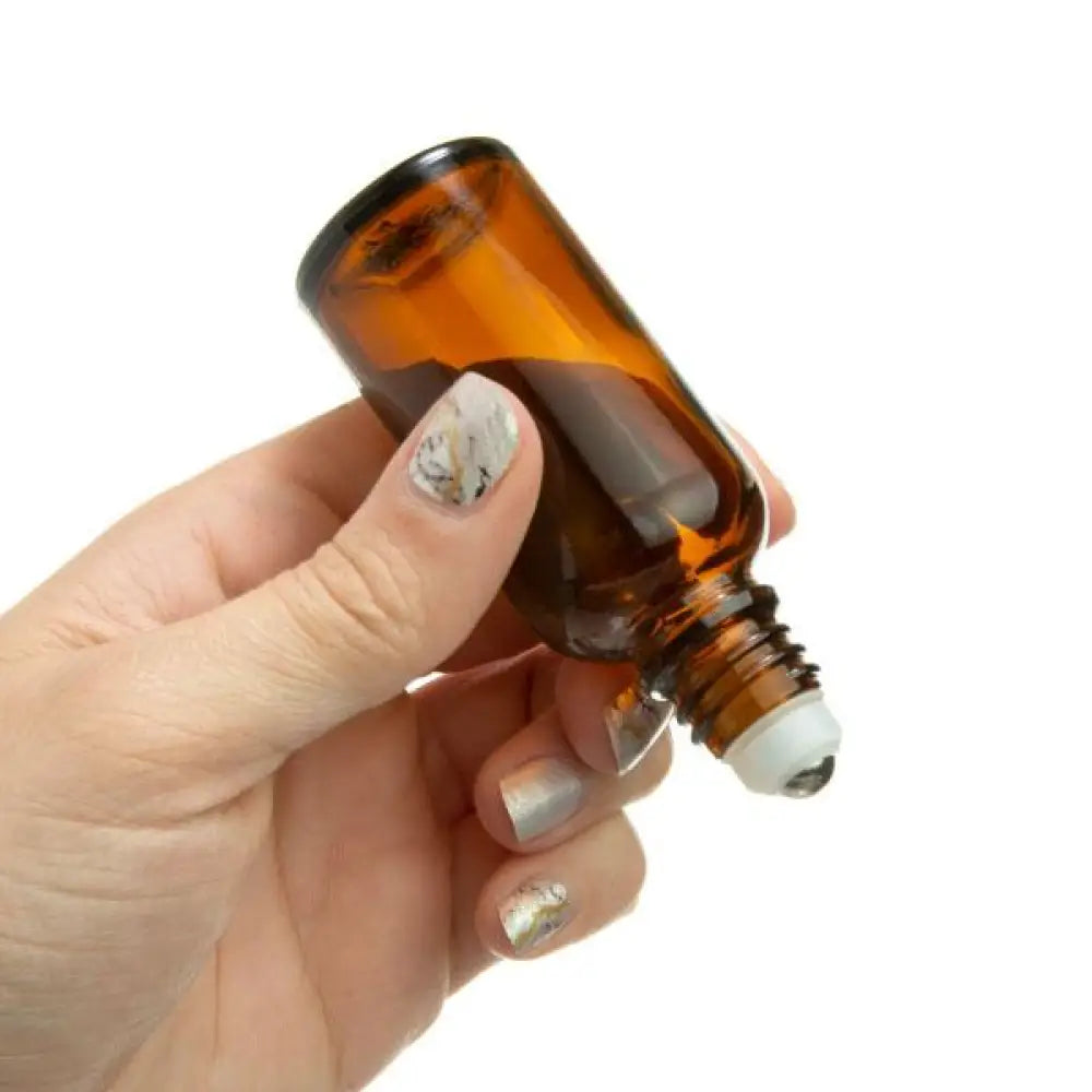 30 Ml Amber Glass Vials With Springlock Stainless Steel Roll-Ons And Black Caps (Pack Of 6)