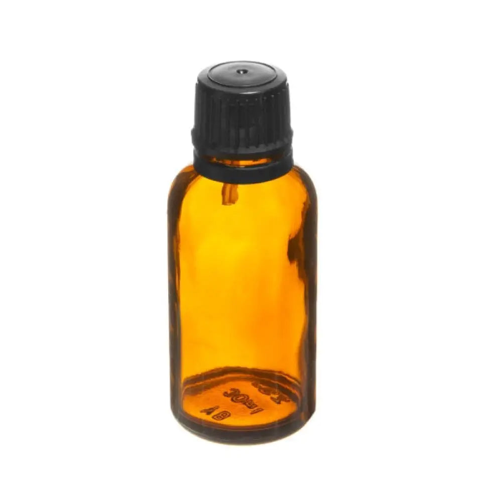 30 ml Amber Glass Vials and Black Euro-style Caps with Orifice Reducers (Pack of 6)
