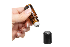 5 Ml Amber Glass Vials With Springlock Stainless Steel Roll-Ons And Black Caps (Pack Of 6)