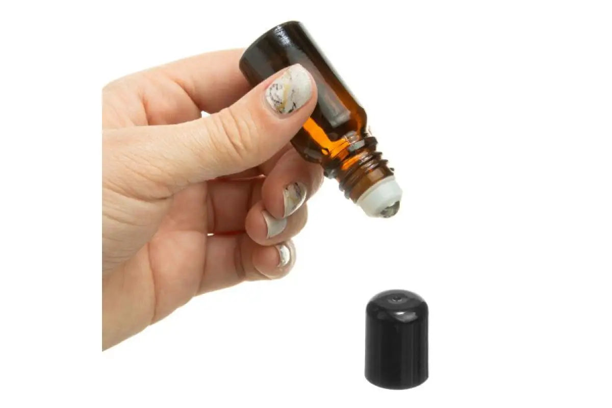 10 ml Amber Glass Vials with SpringLock Stainless Steel Roll-ons and Black Caps (Pack of 6)