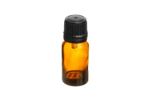 10 ml Amber Glass Vials and Black Euro-Style Caps with Orifice Reducers (Pack of 6)