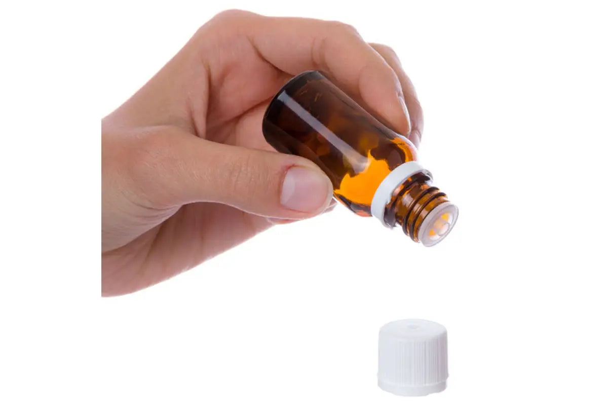 15 ml Amber Glass Vials with Orifice Reducers and White Euro-Style Caps (Pack of 6)