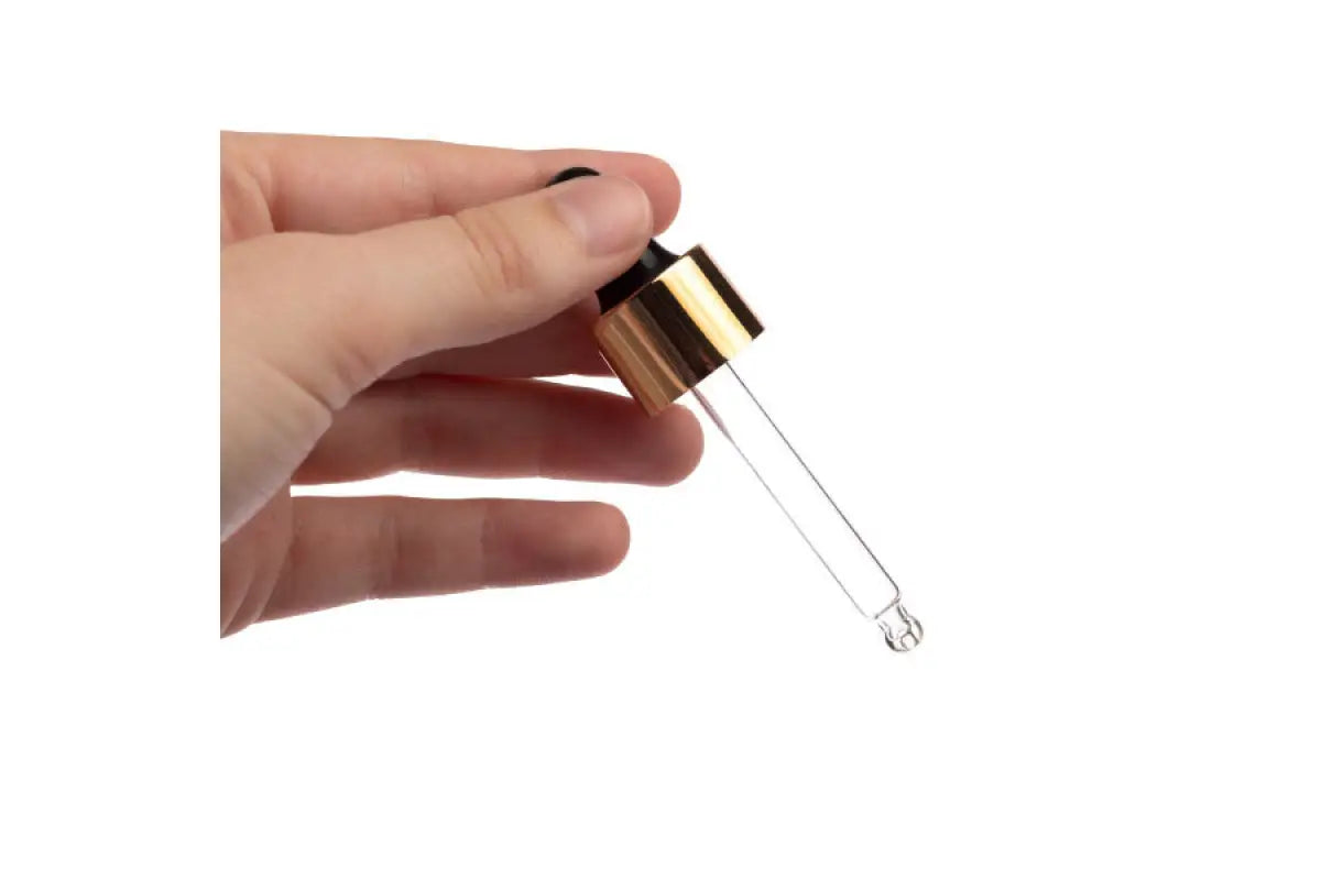 Gold-Rimmed Dropper Cap Assemblies For 15 Ml Glass Vials 18-415 Neck Size (Pack Of 6)