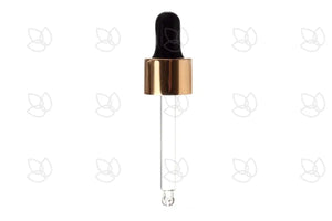 Gold-rimmed Dropper Cap Assemblies for 15 ml Glass Vials, 18-415 Neck Size (Pack of 6)