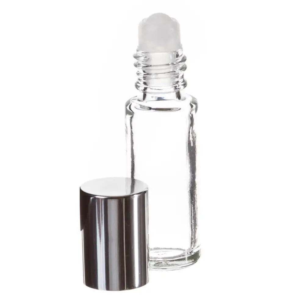 1/6 oz. Clear Glass Roll-on Vials with Silver Caps (Pack of 6)