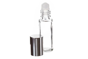 1/6 oz. Clear Glass Roll-on Vials with Silver Caps (Pack of 6)