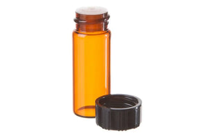 2 dram Amber Glass Vials  Orifice Reducers  and Black Caps (Pack of 6)