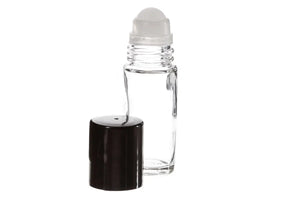 1 oz. Clear Glass Roll-on Vials with Black Caps (Pack of 2)