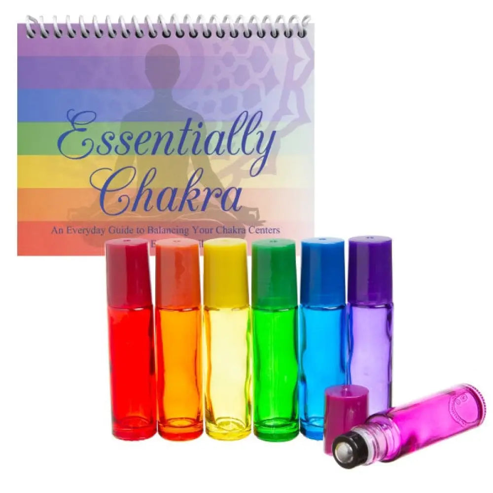 &quot;Essentially Chakra&quot; Set with Chakra-colored Glass Roll-on Vials
