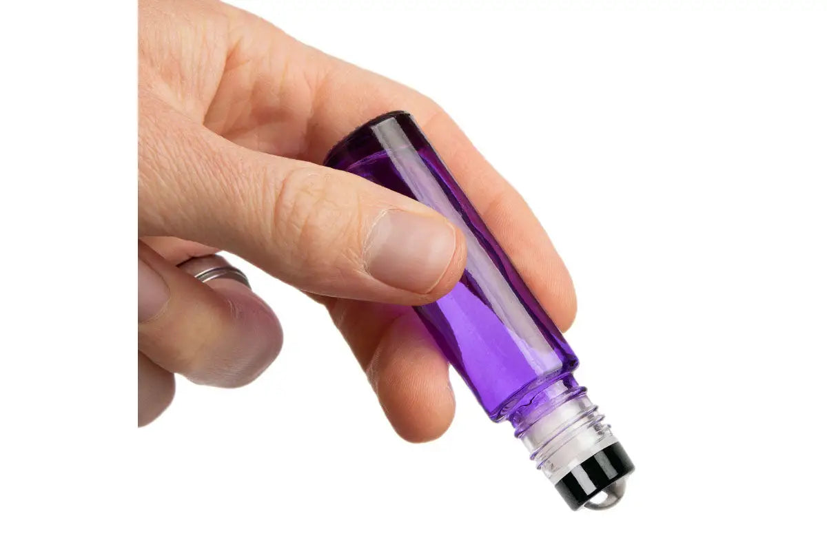 1/3 oz. Purple Glass Bottles with Metal Roll-ons and Black Caps (Pack of 6)
