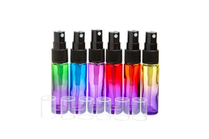 10 ml Ombre Rainbow-Colored Glass Vials with Misting Sprayers (Pack of 6)