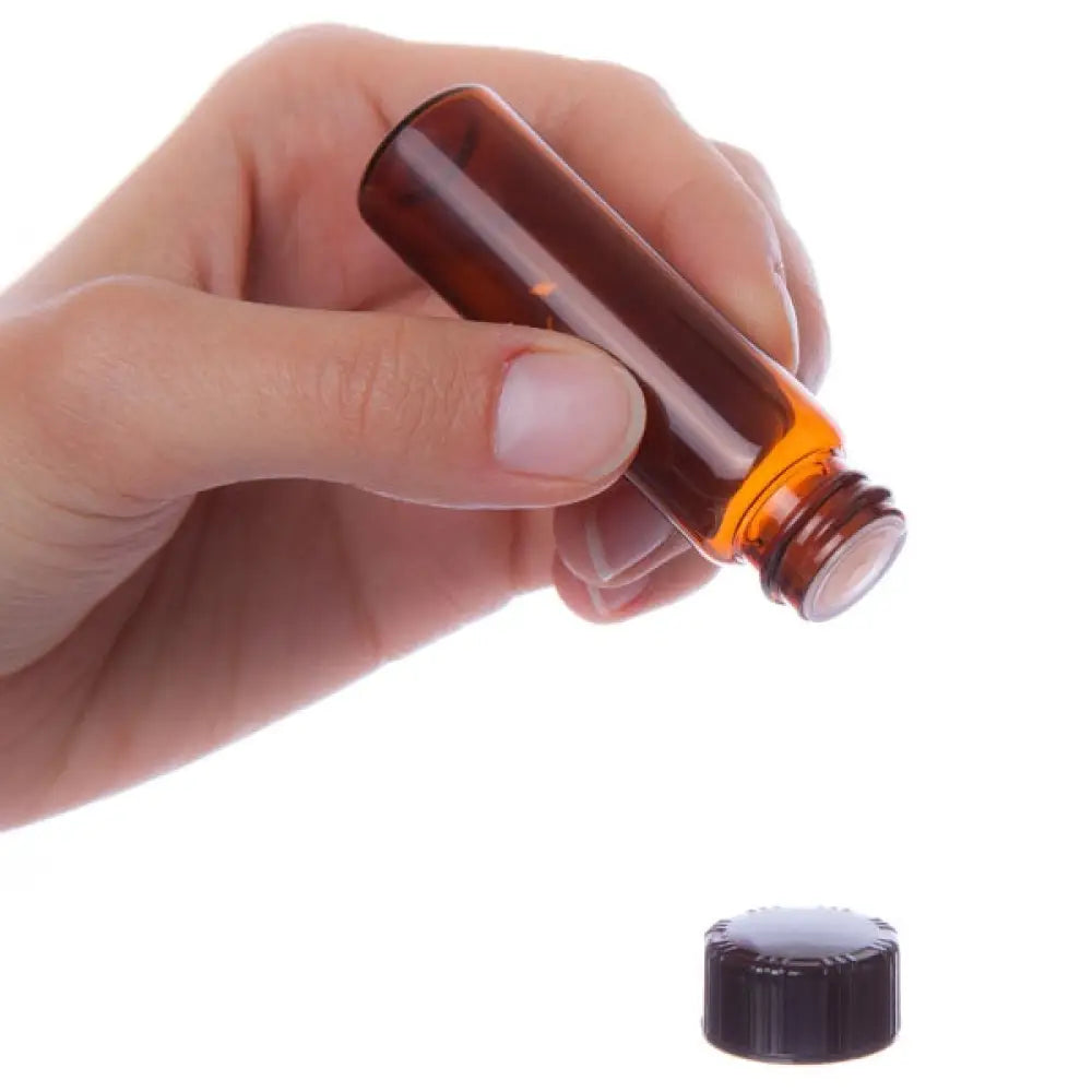 4 Dram Amber Glass Vials Orifice Reducers And Black Caps (Pack Of 6)